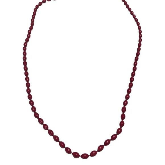 Vintage  Pink Fuchsia Pink Glass Ball Beaded Summer Chain Necklace 25" - Picture 1 of 5